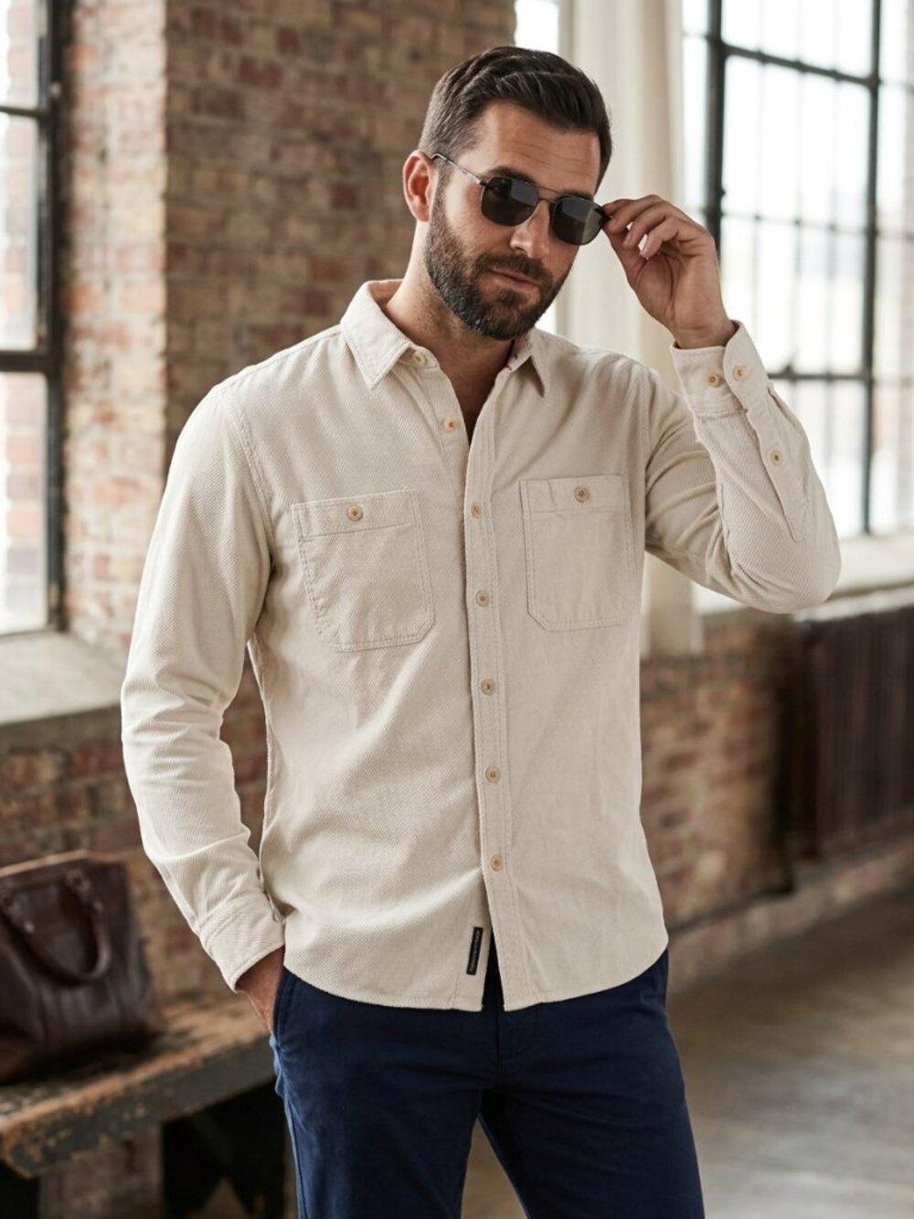 Banana Republic Men’s Standard Fit Corduroy Utility Button Down Shirt